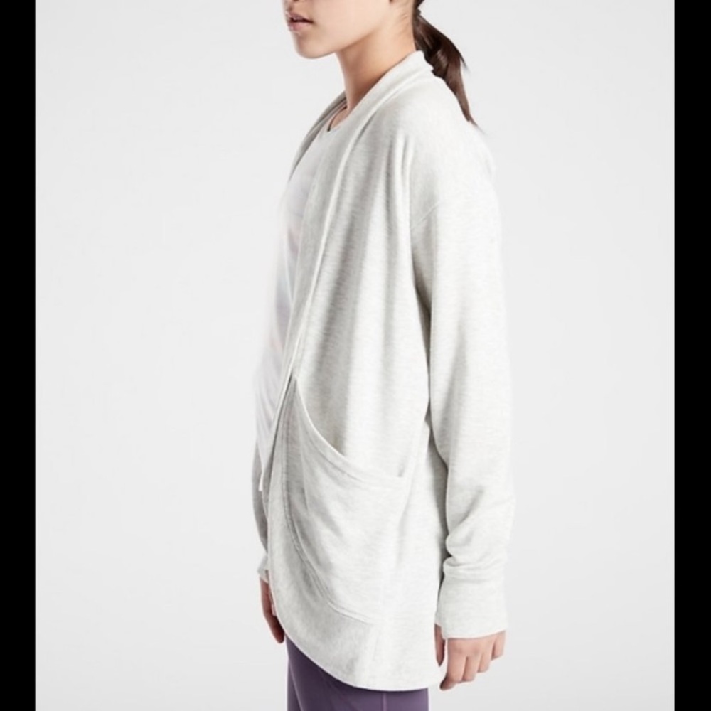 Athleta Girl wrap n roll gray cardigan.